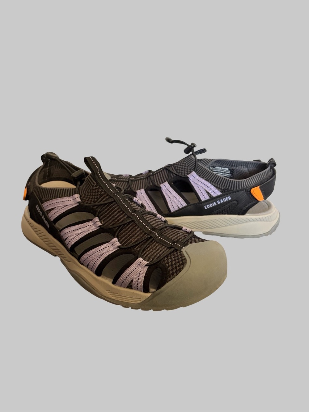Eddie Bauer Womens Black and Lavender Closed-Toe Outdoor Water Sandals- Sz-10